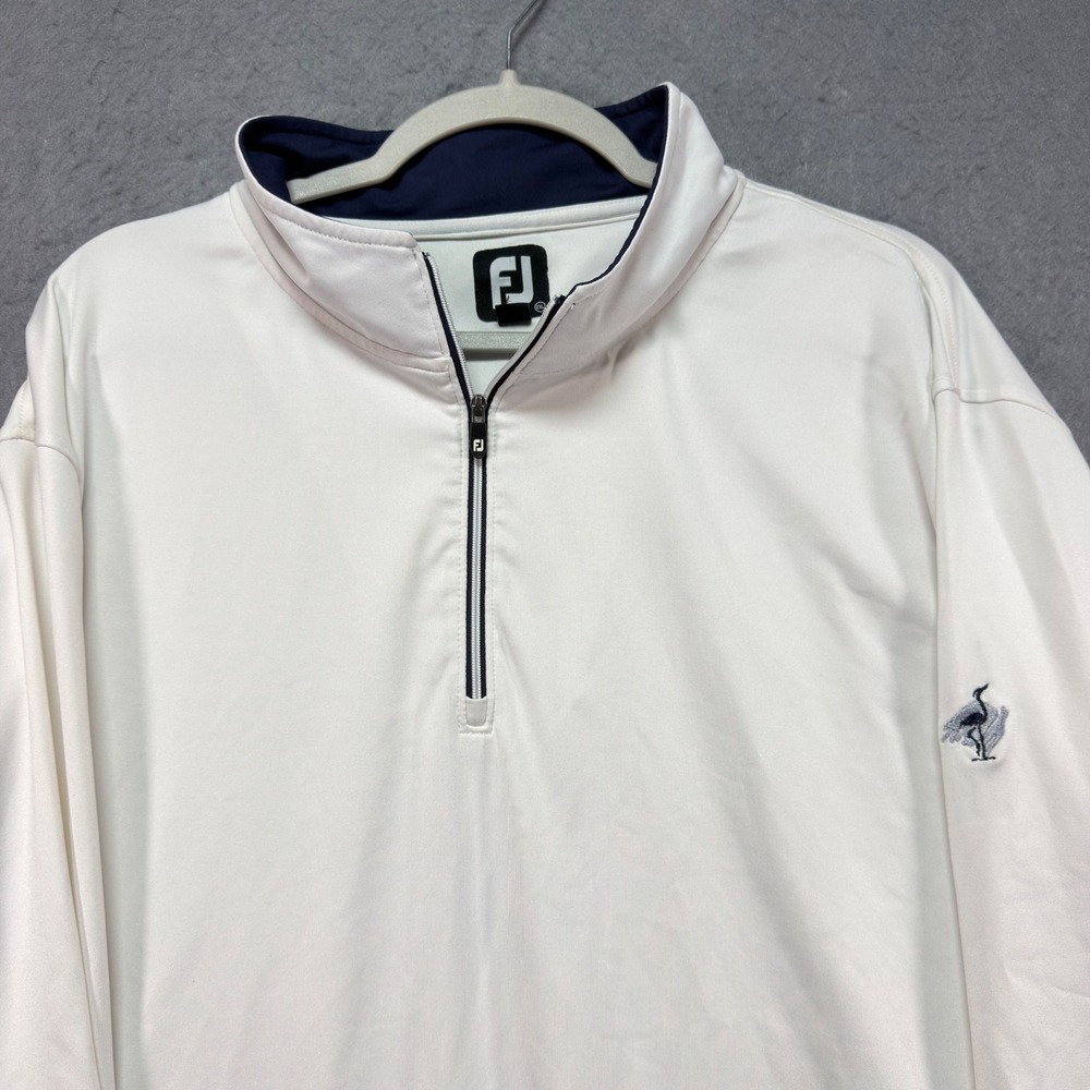 FootJoy Mens White Quarter Zip Golf Pullover Heron Embroidery Large XL 27x30 - Picture 2 of 10